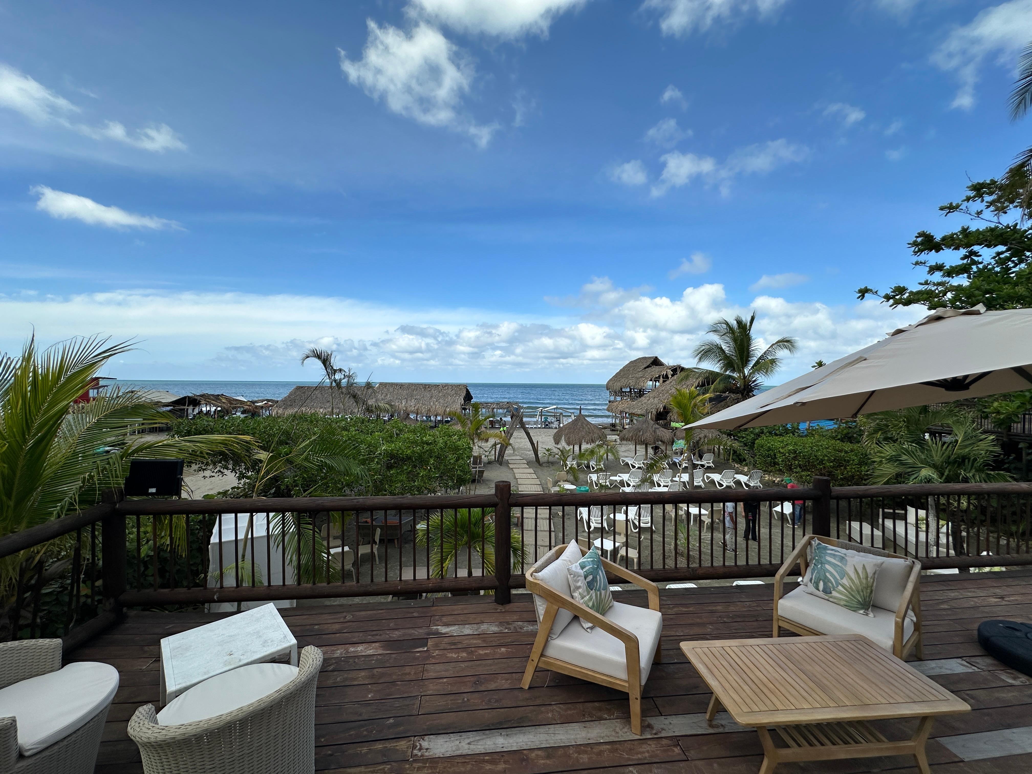 The view of the beach and sea off their deck