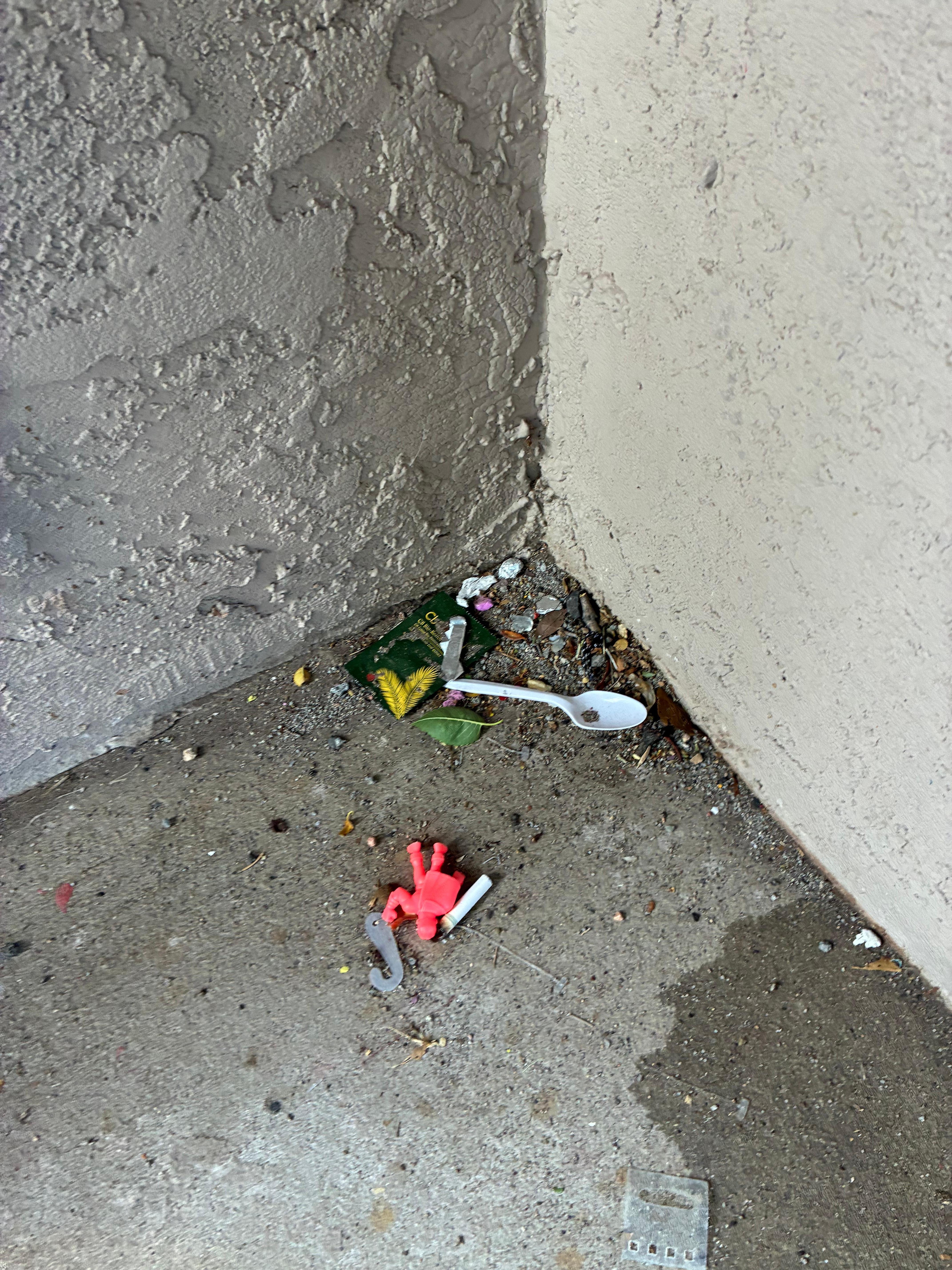 By front door.