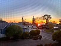 View from the kitchen window at sunset