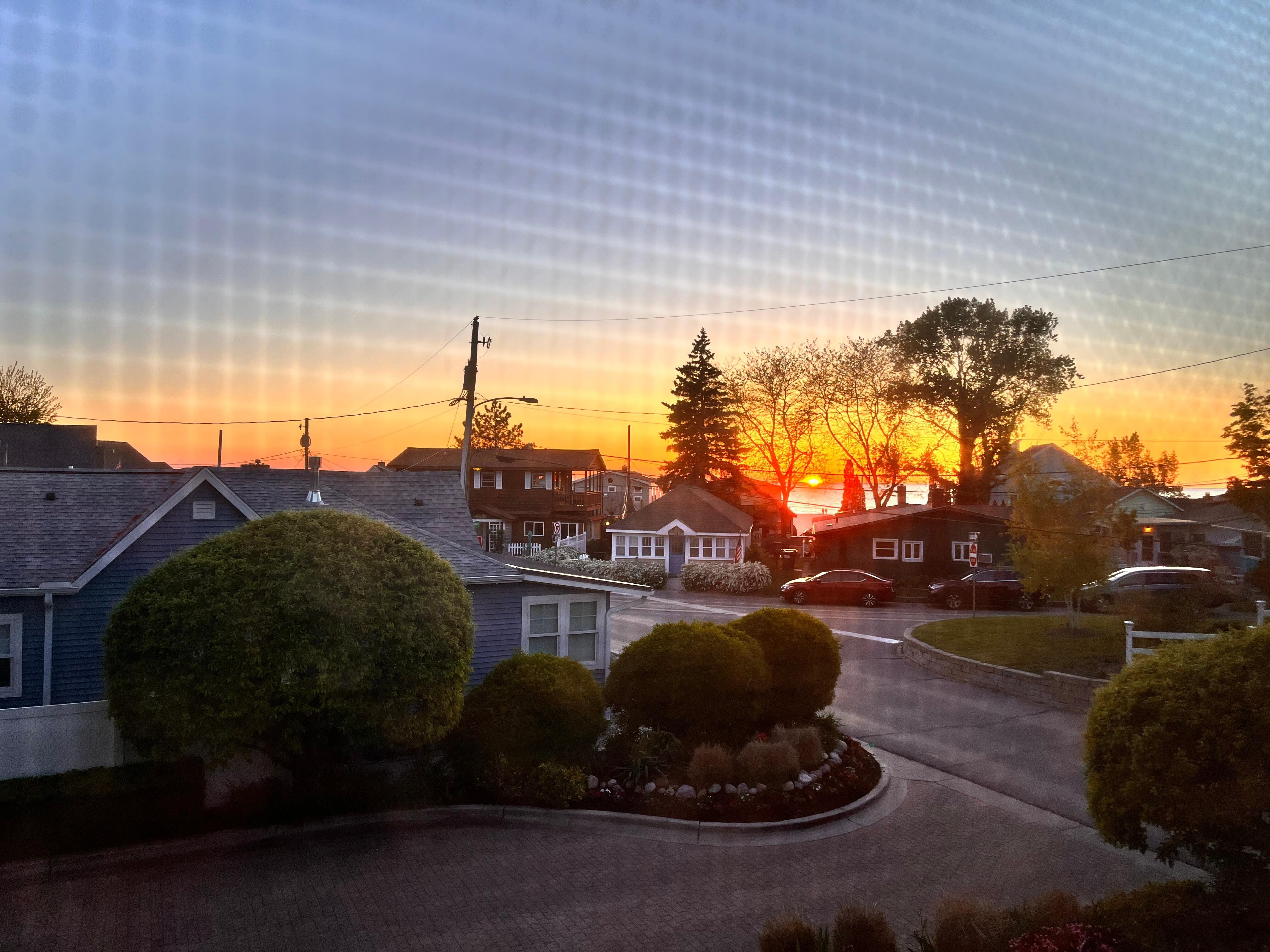 View from the kitchen window at sunset 