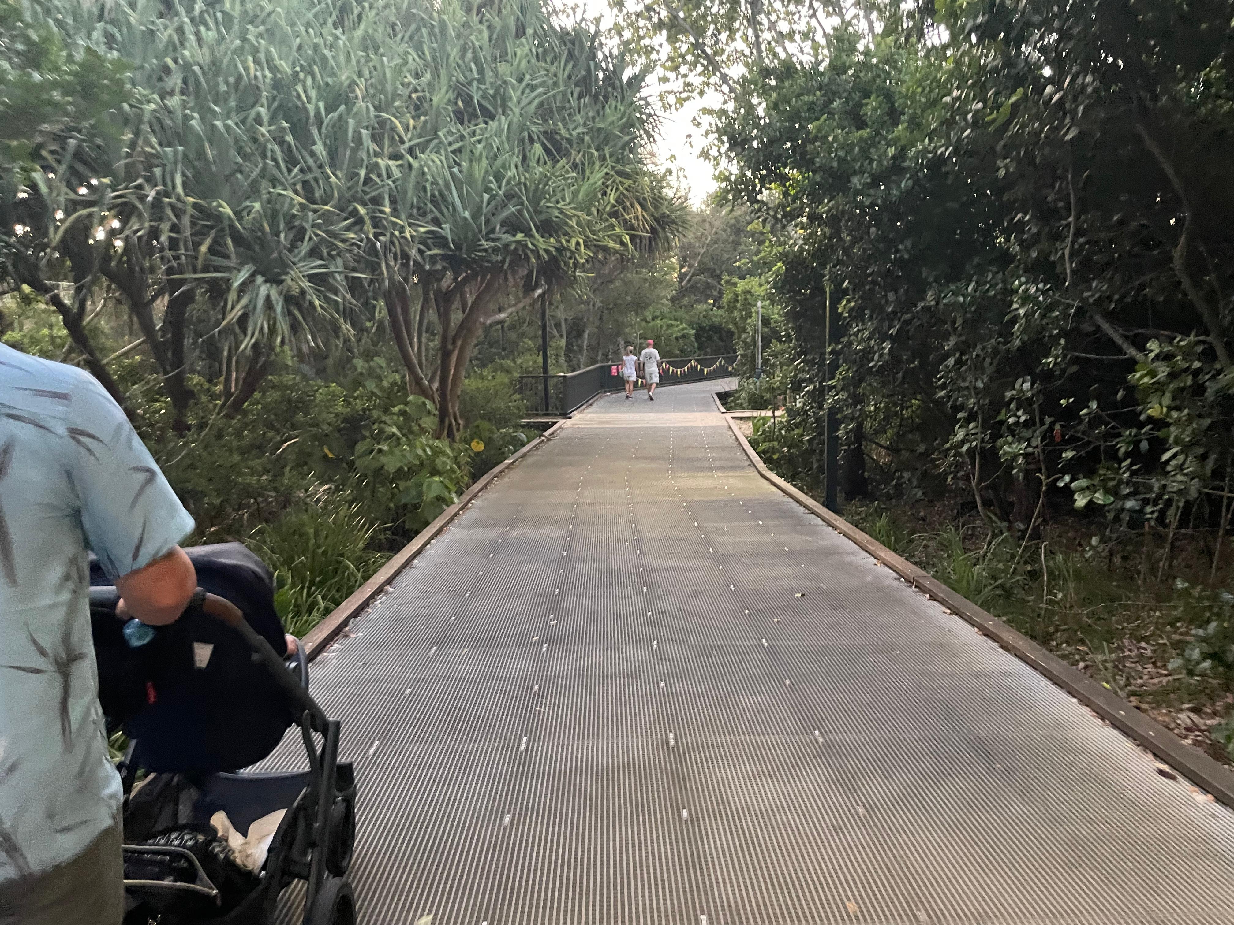 Boardwalk between hotel and ocean 