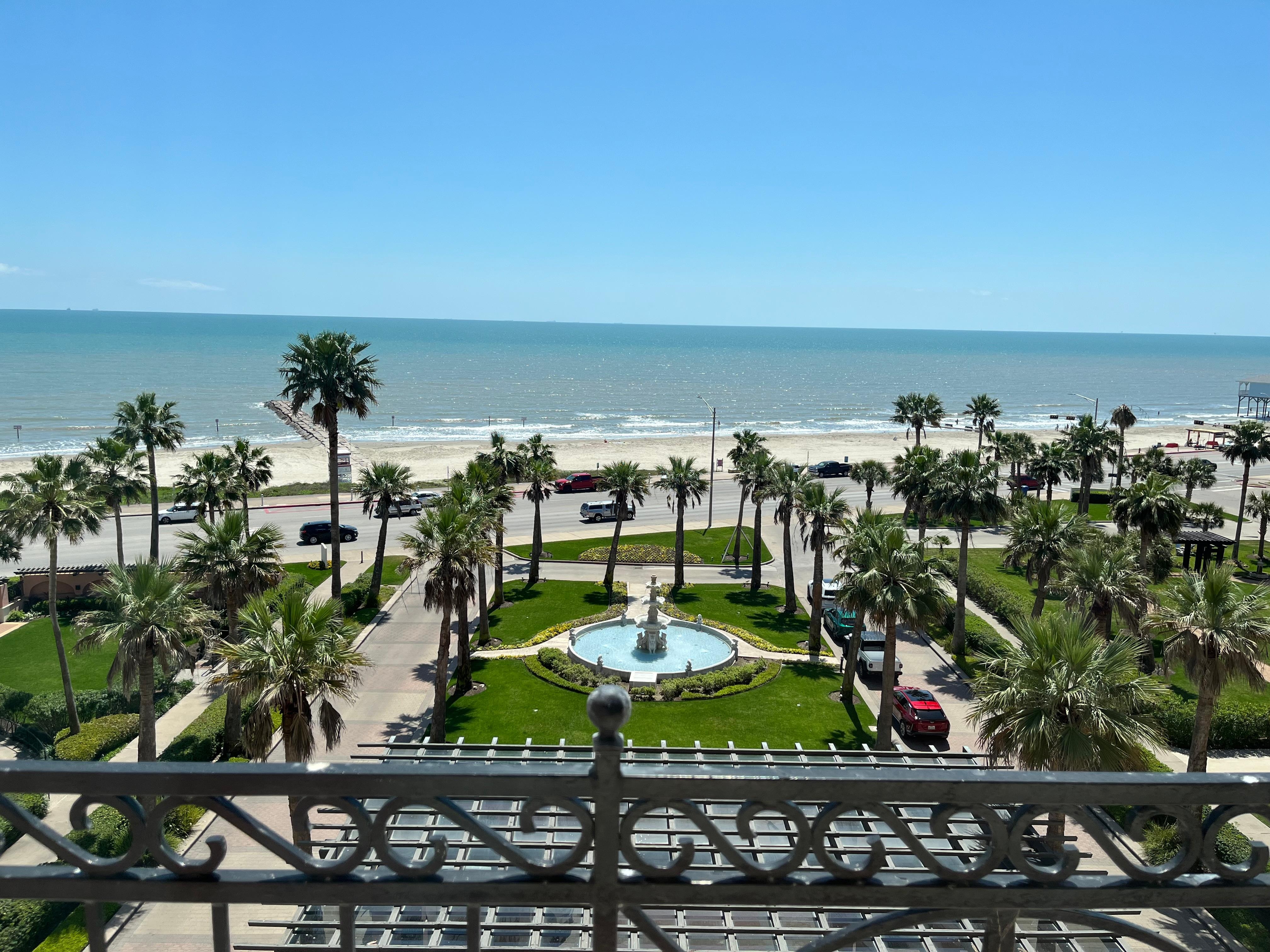 View from our room. Two big windows! Fake balcony.