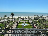 View from our room. Two big windows! Fake balcony.