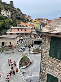 Balcony overlooking the train station