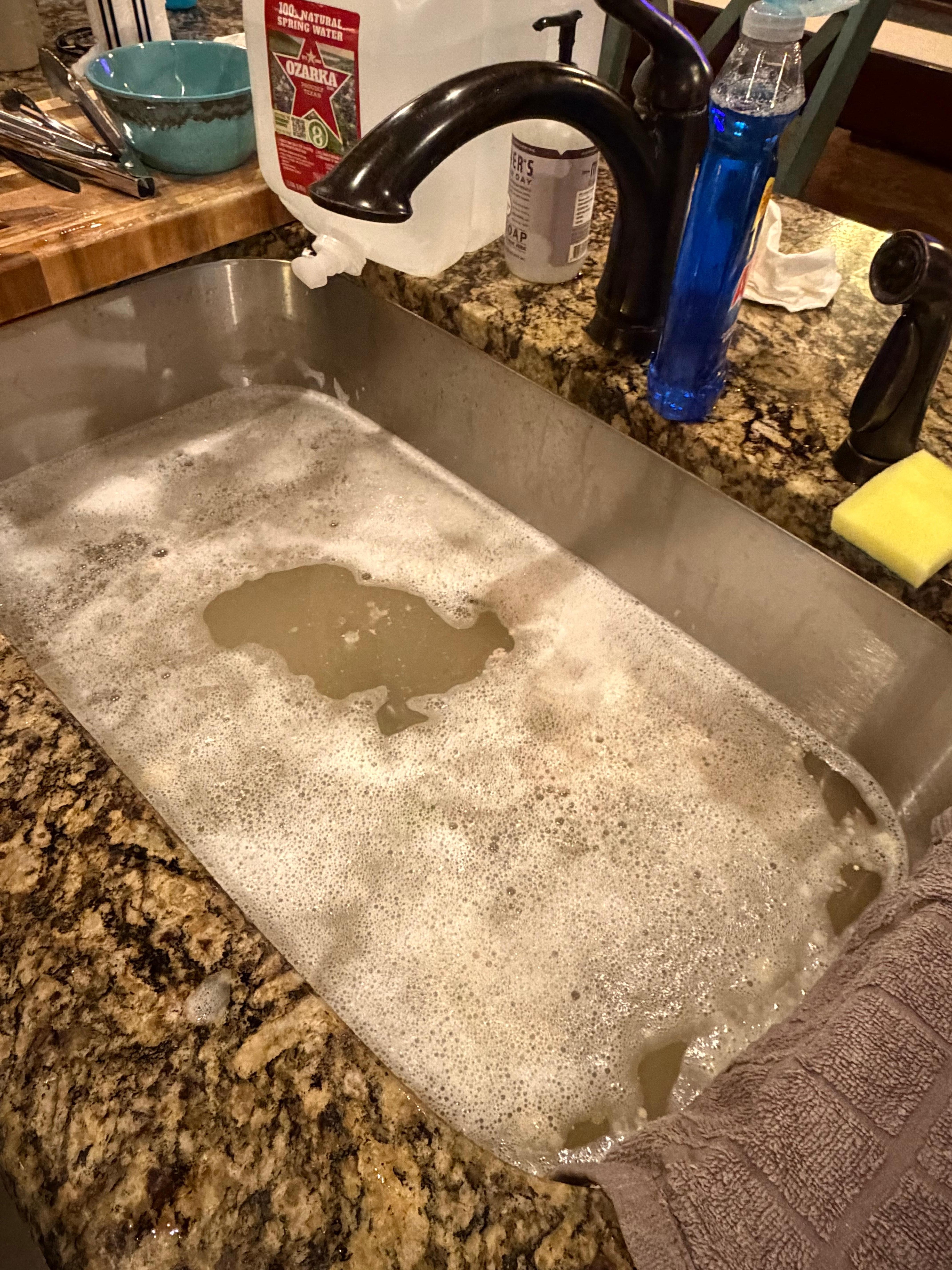 Clogged kitchen sink