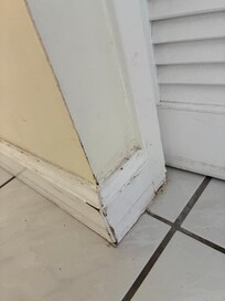 Walls and woodwork were dirty and in need of painting.