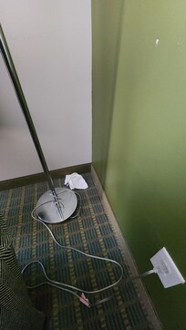 Wash clothe in corner of the room from previous user