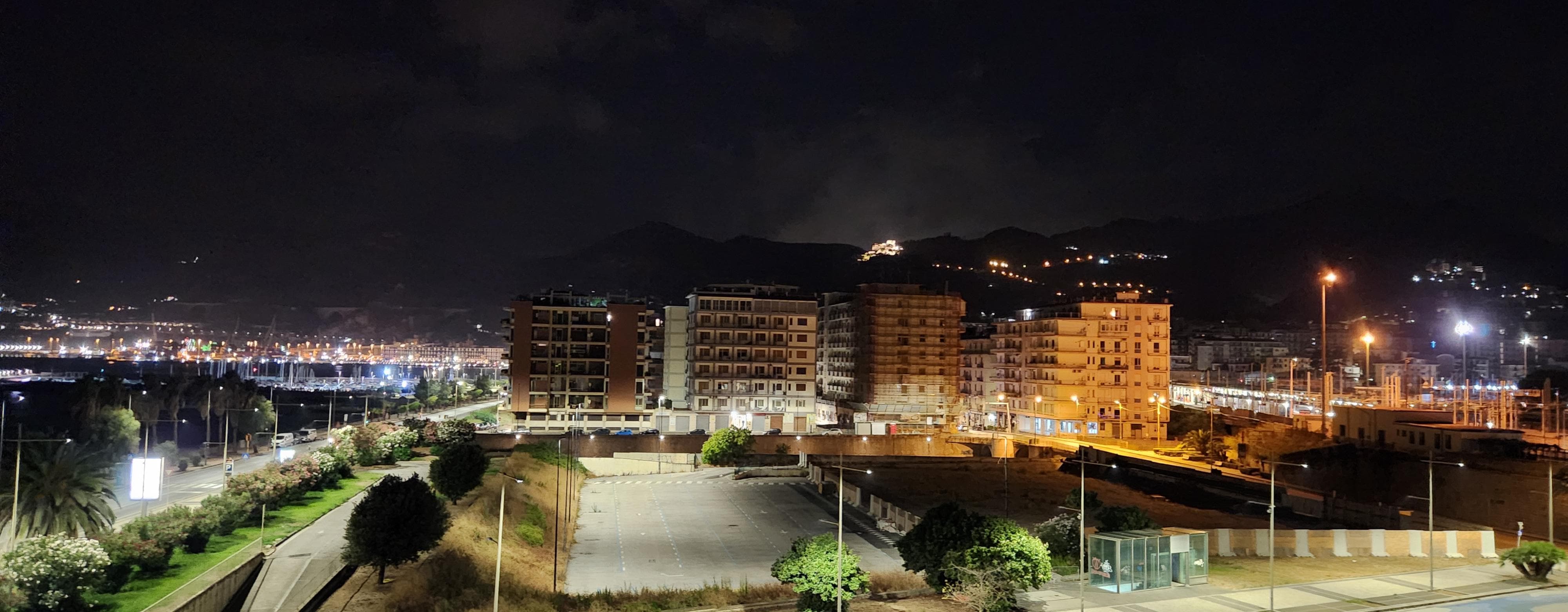 At nighttime view from balcony 