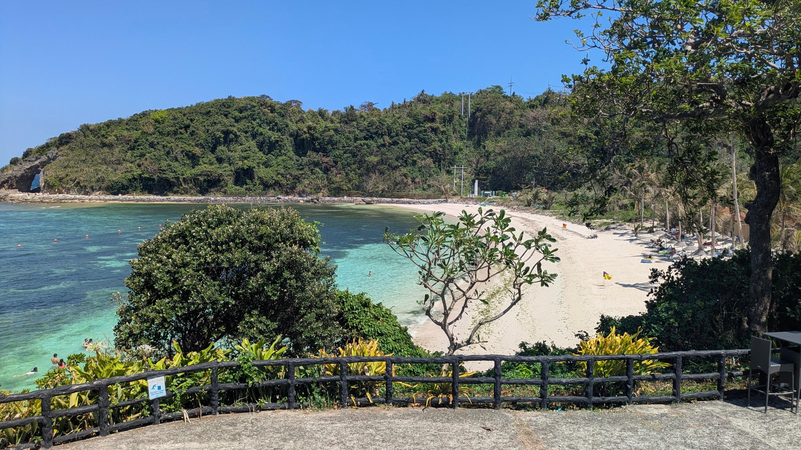 Yhe private beach from atop
