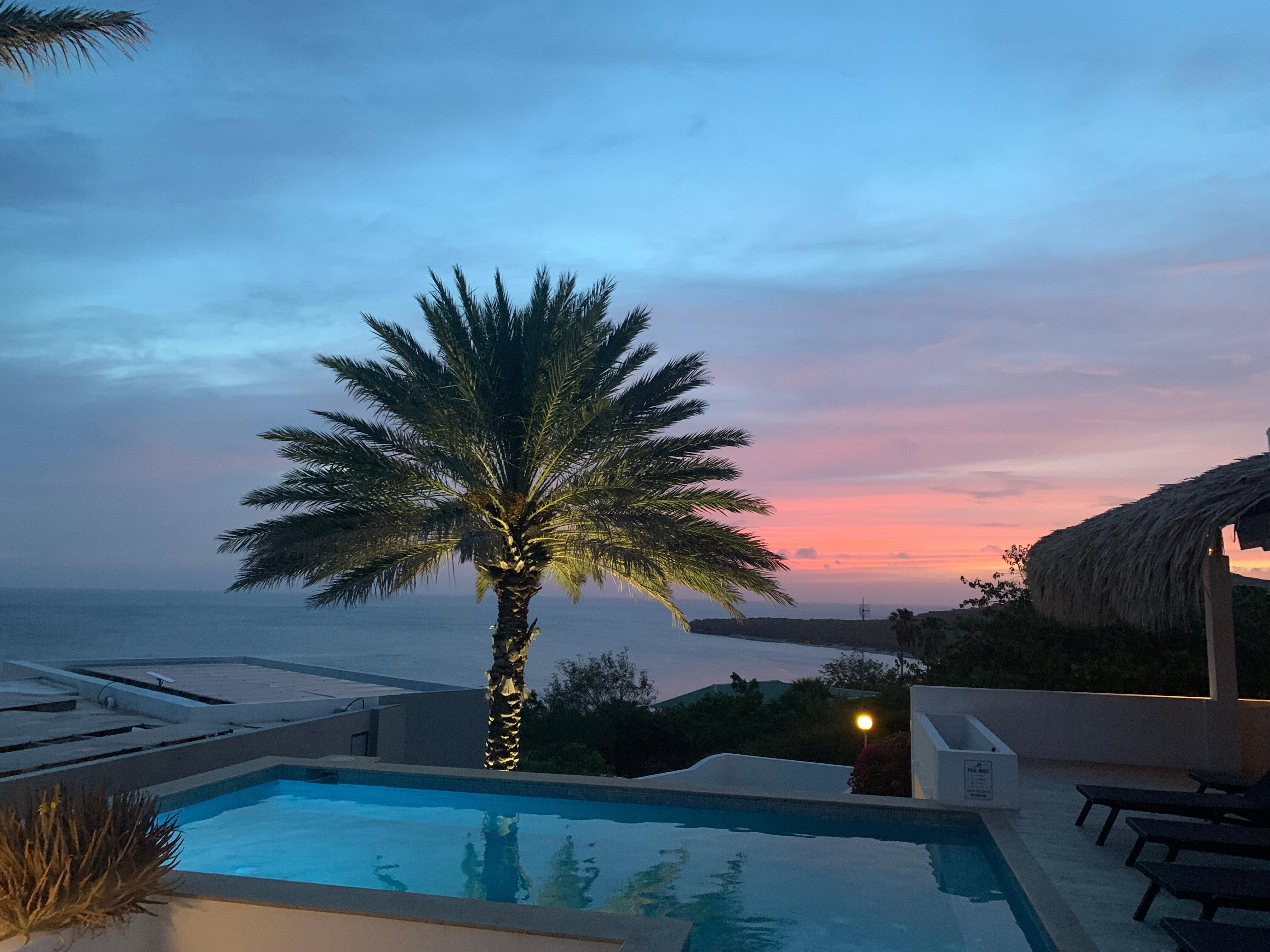 Sunset by the pool