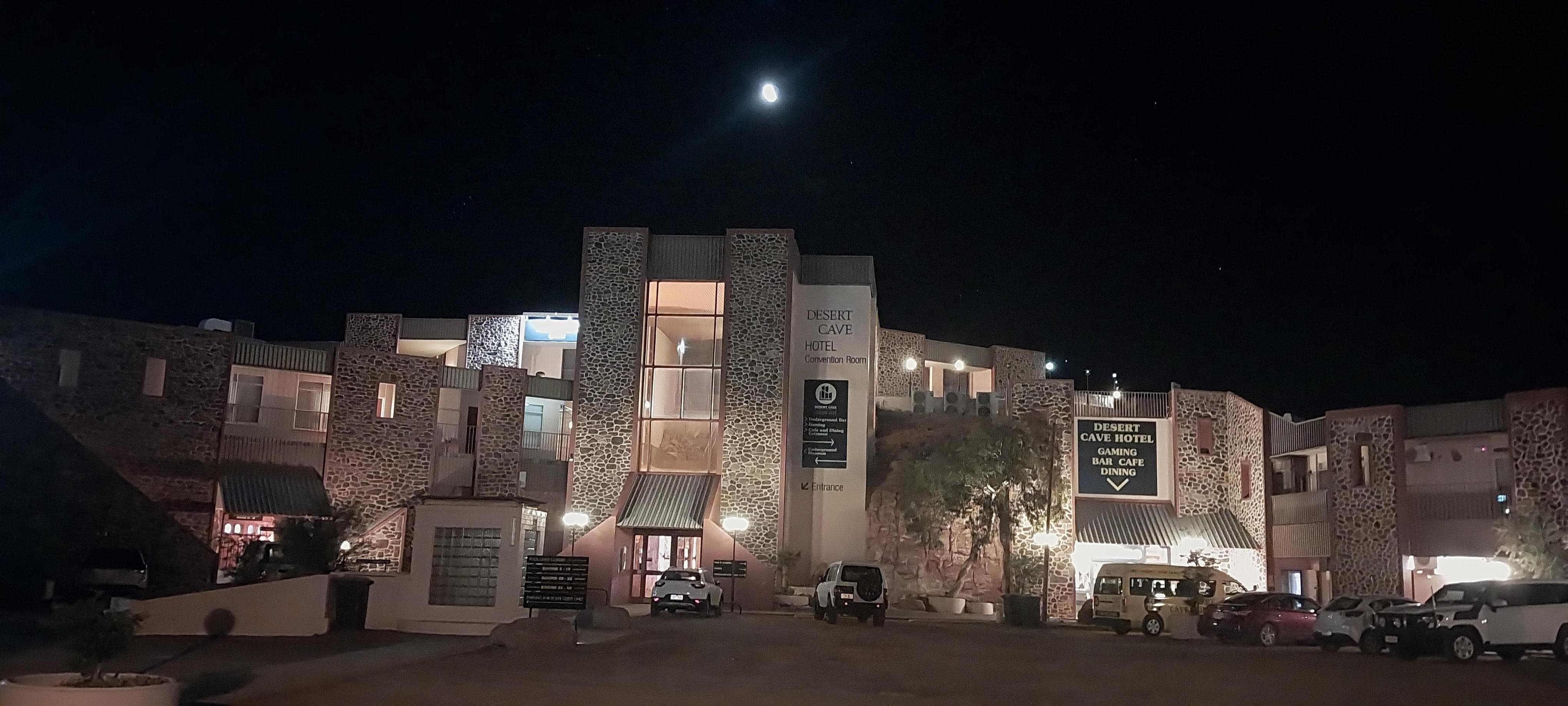 Exterior of hotel at night