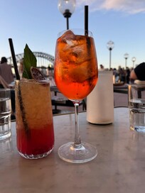 Drinks near the Sydney Harbour Bridge. A short ferry ride from Manly