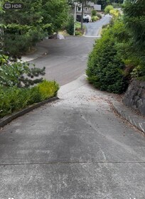 Looking down the driveway