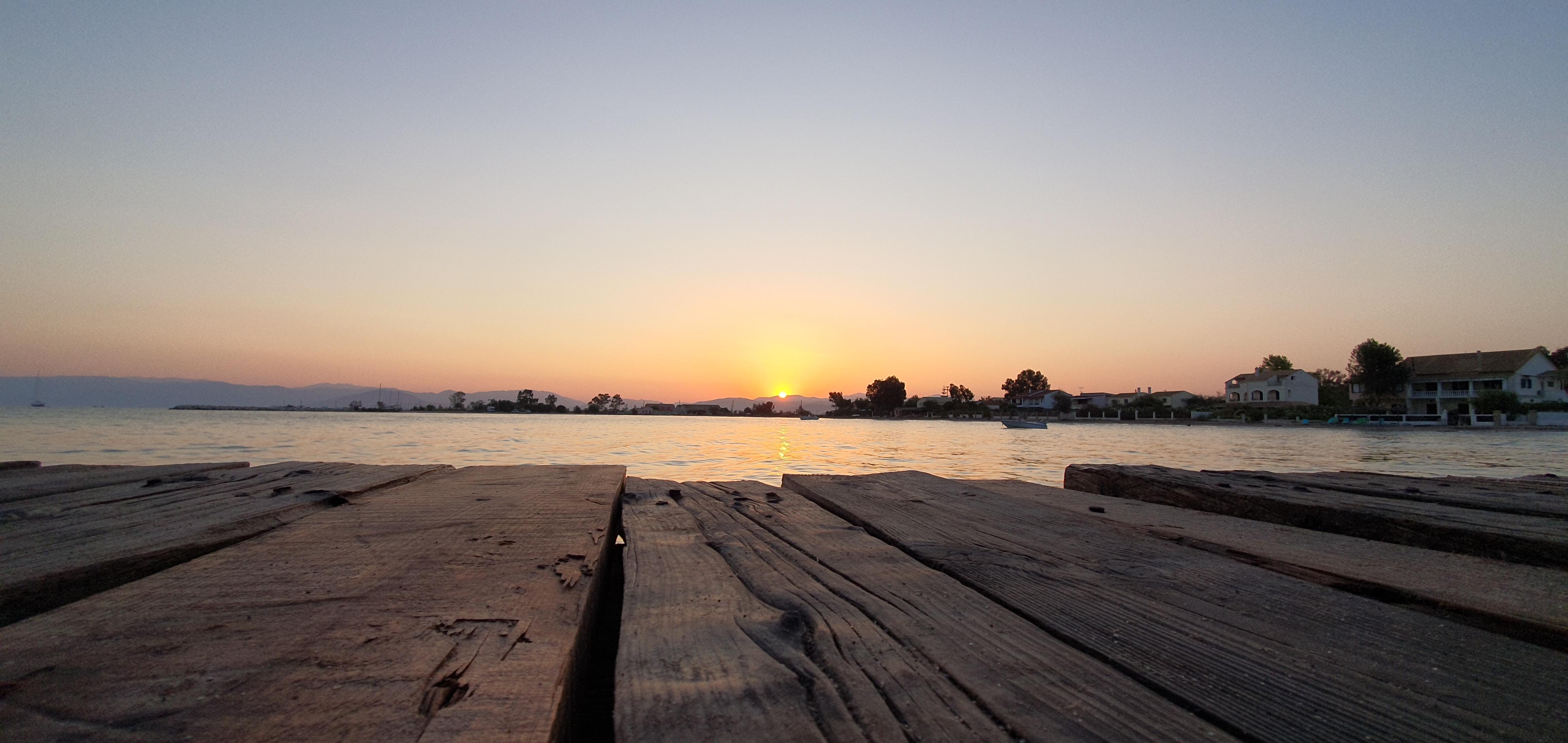 Sunrise from the wooden jetty.