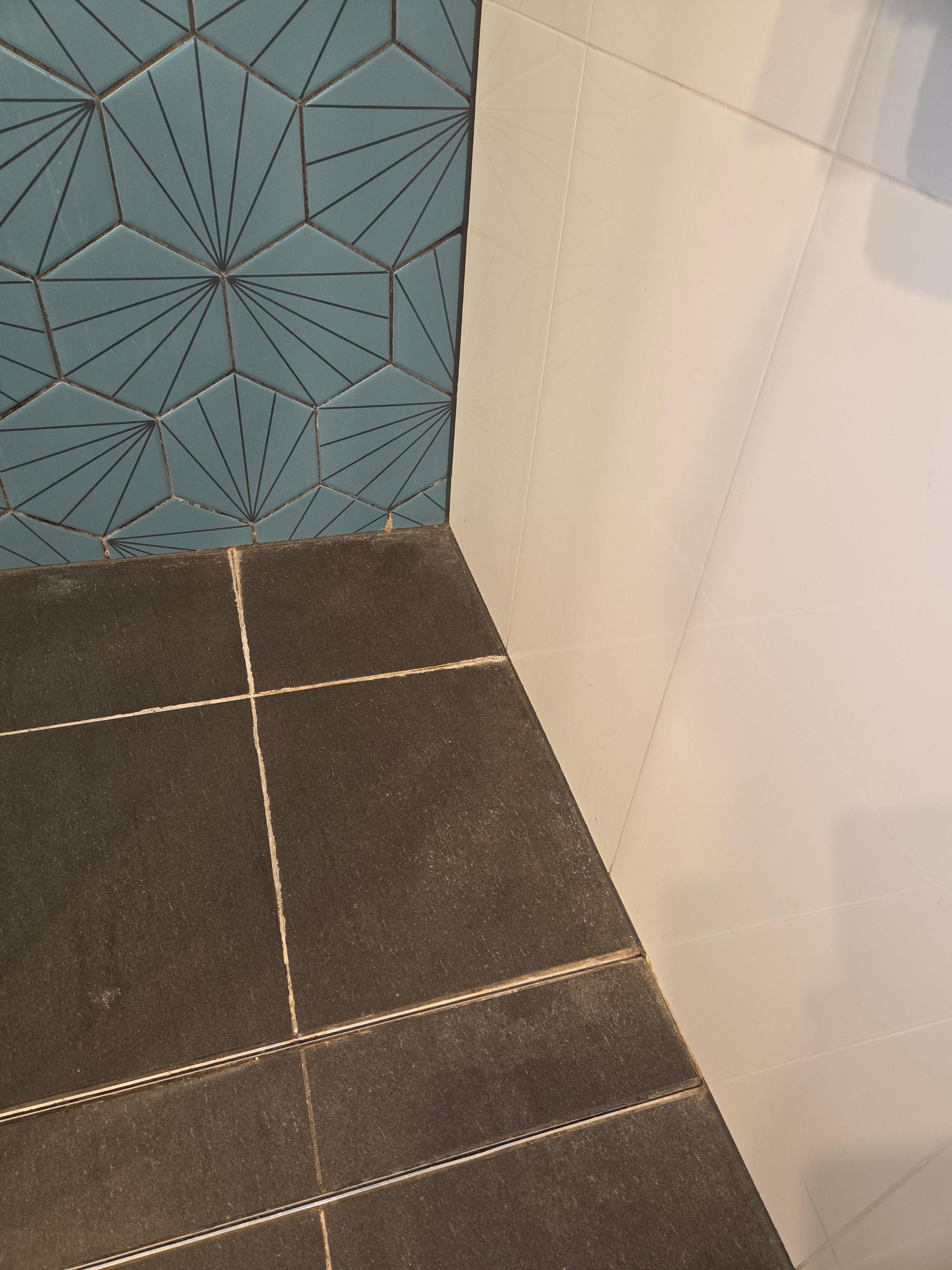 Grout which use to be white.