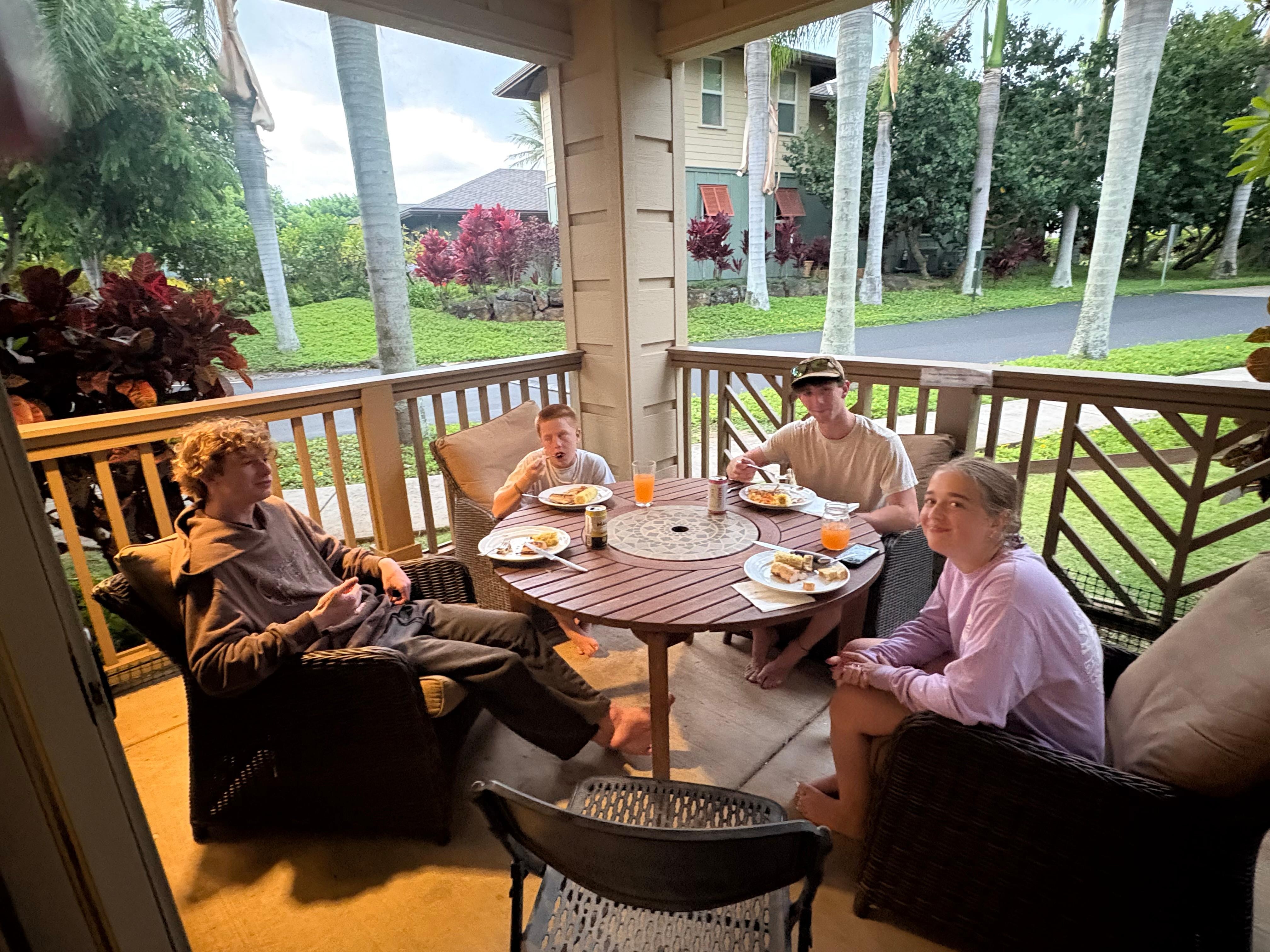 Family gathering at lanai!