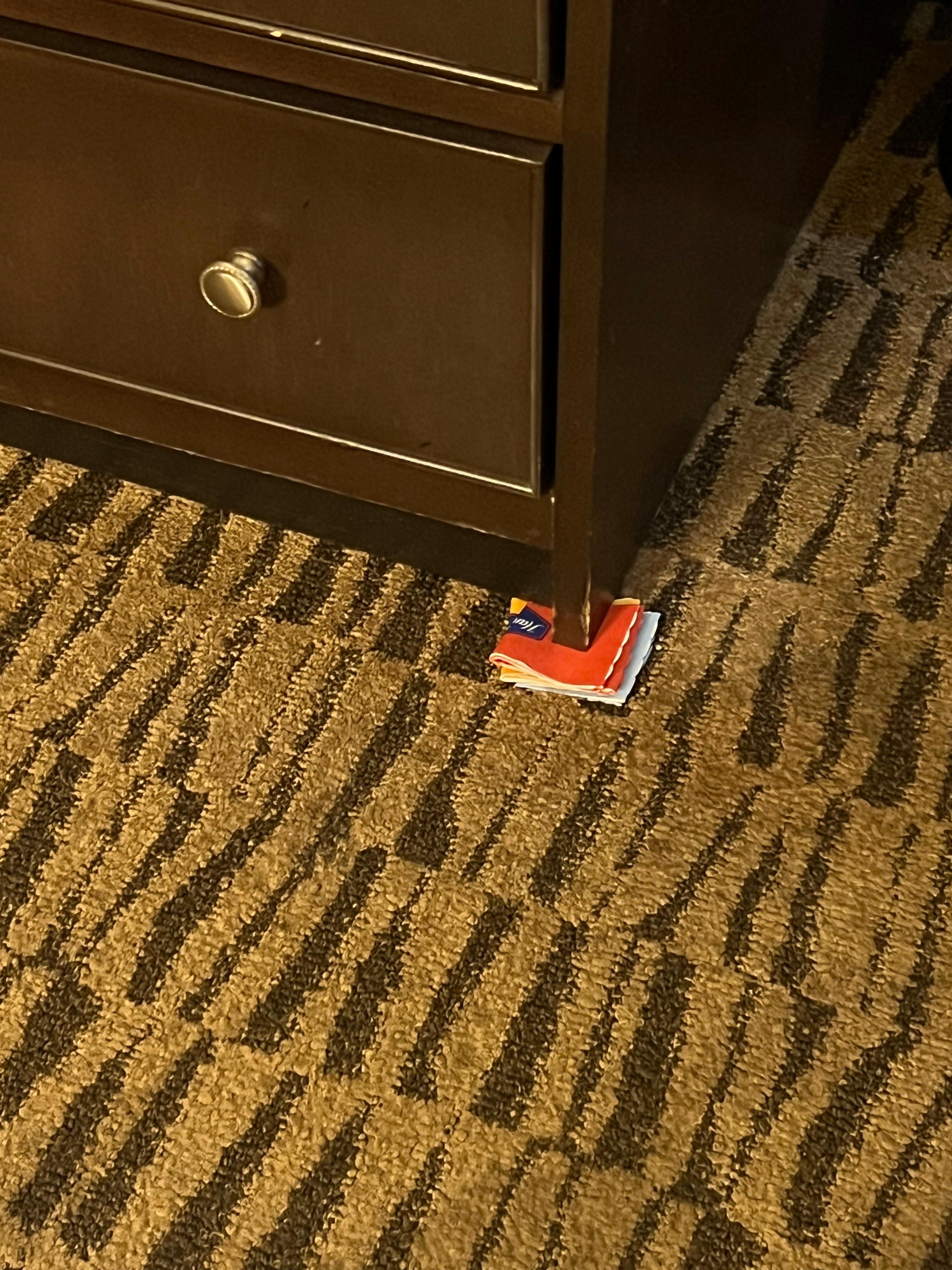 These were under the dresser to keep level 