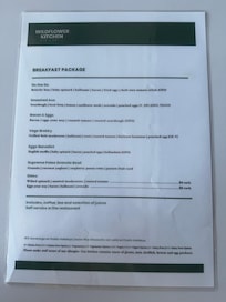 Breakfast menu