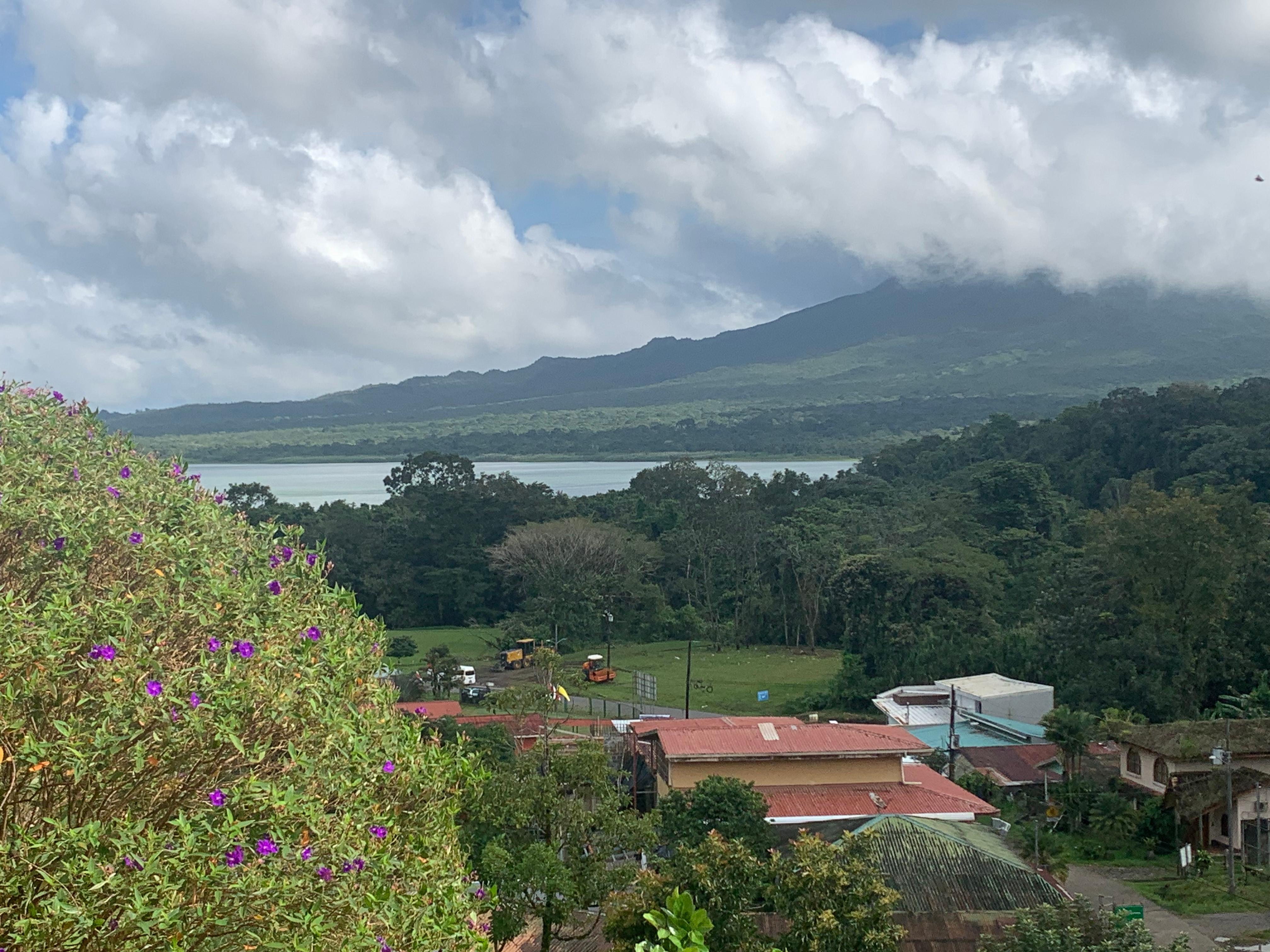 Our view of the Arenal volcano from room #15 at Chateau Arenal.