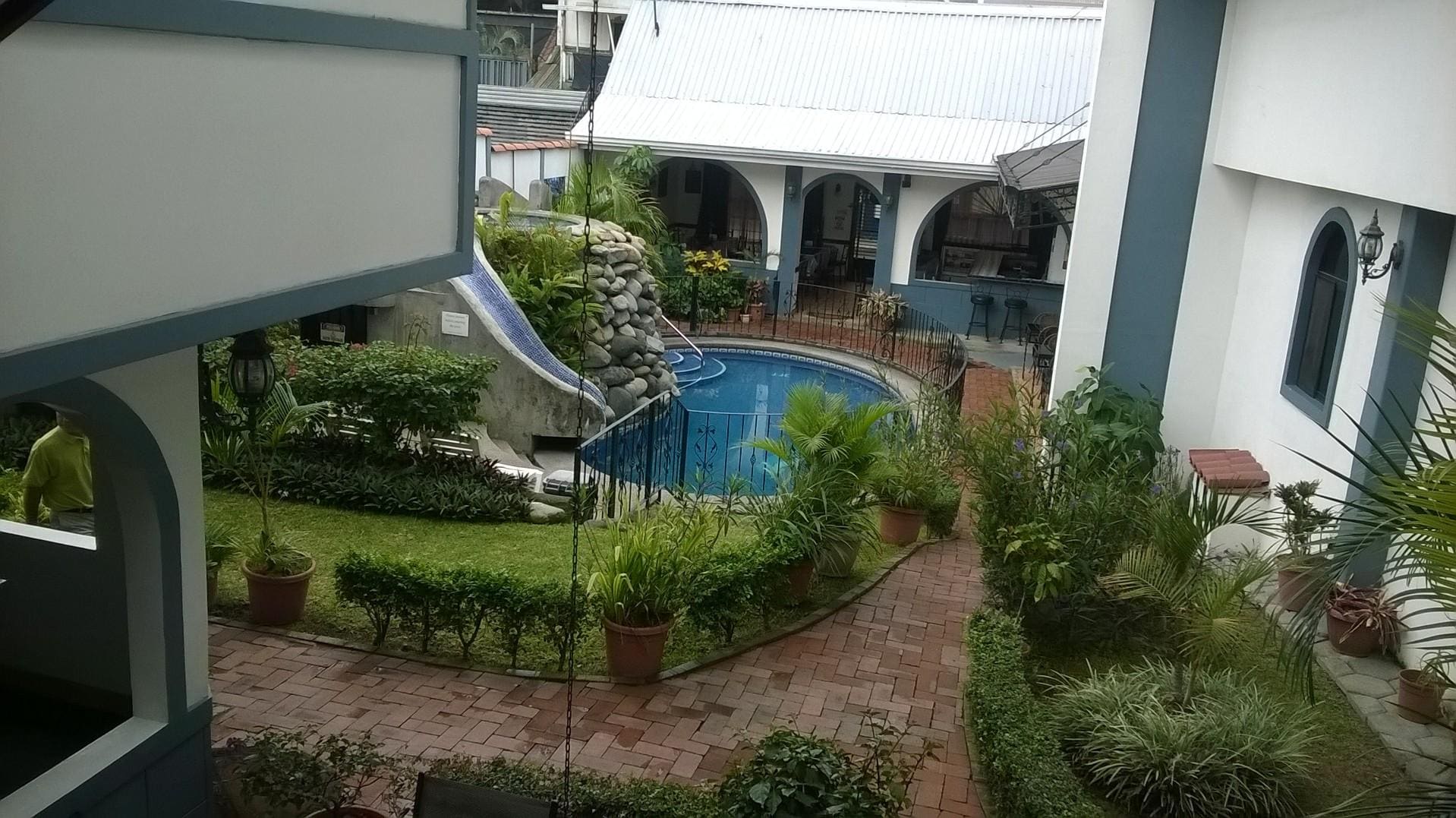 View of interior hotel patio