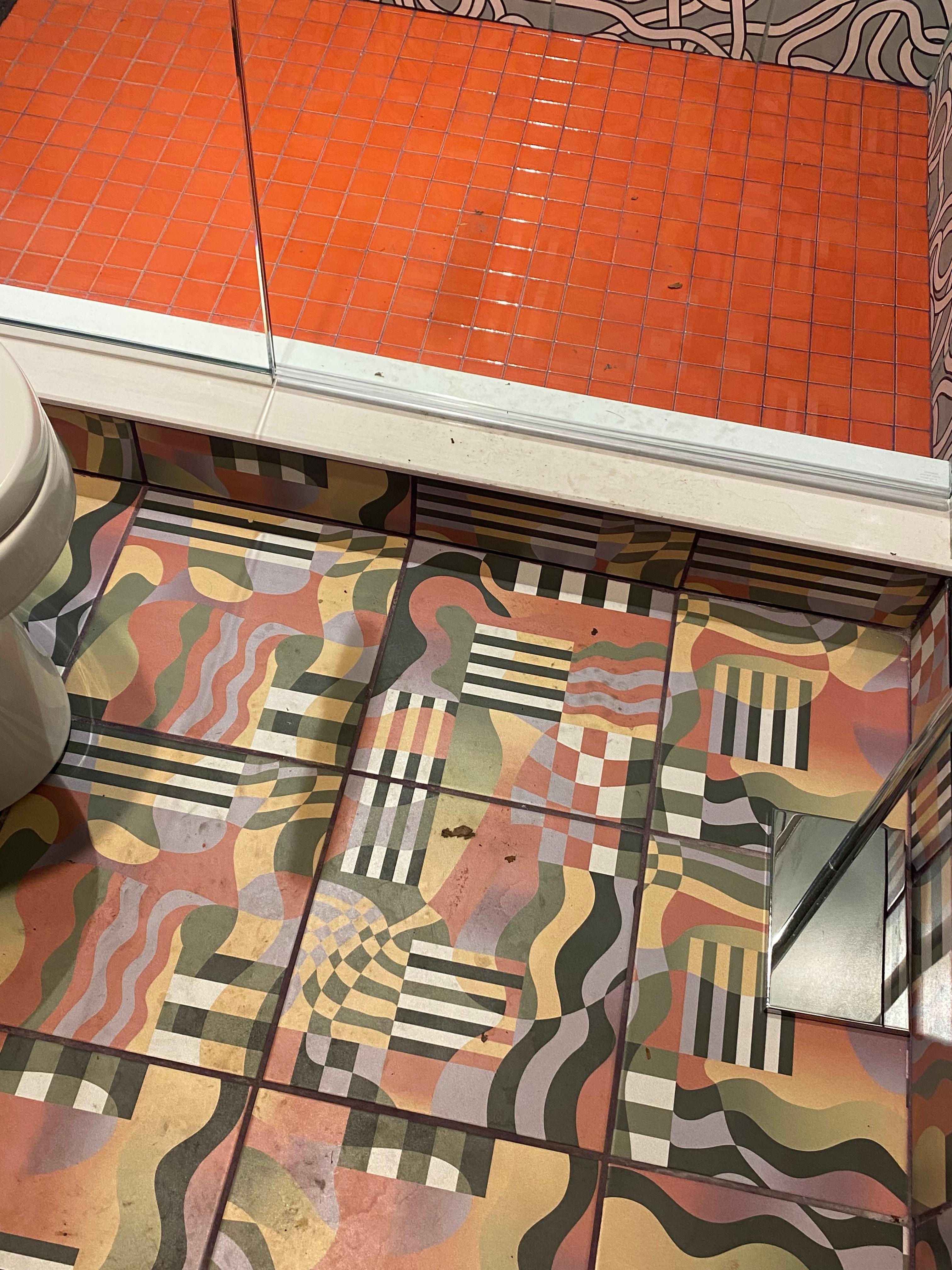 The bathroom floor really needed to be swept & mopped 