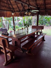 Table in covered courtyard