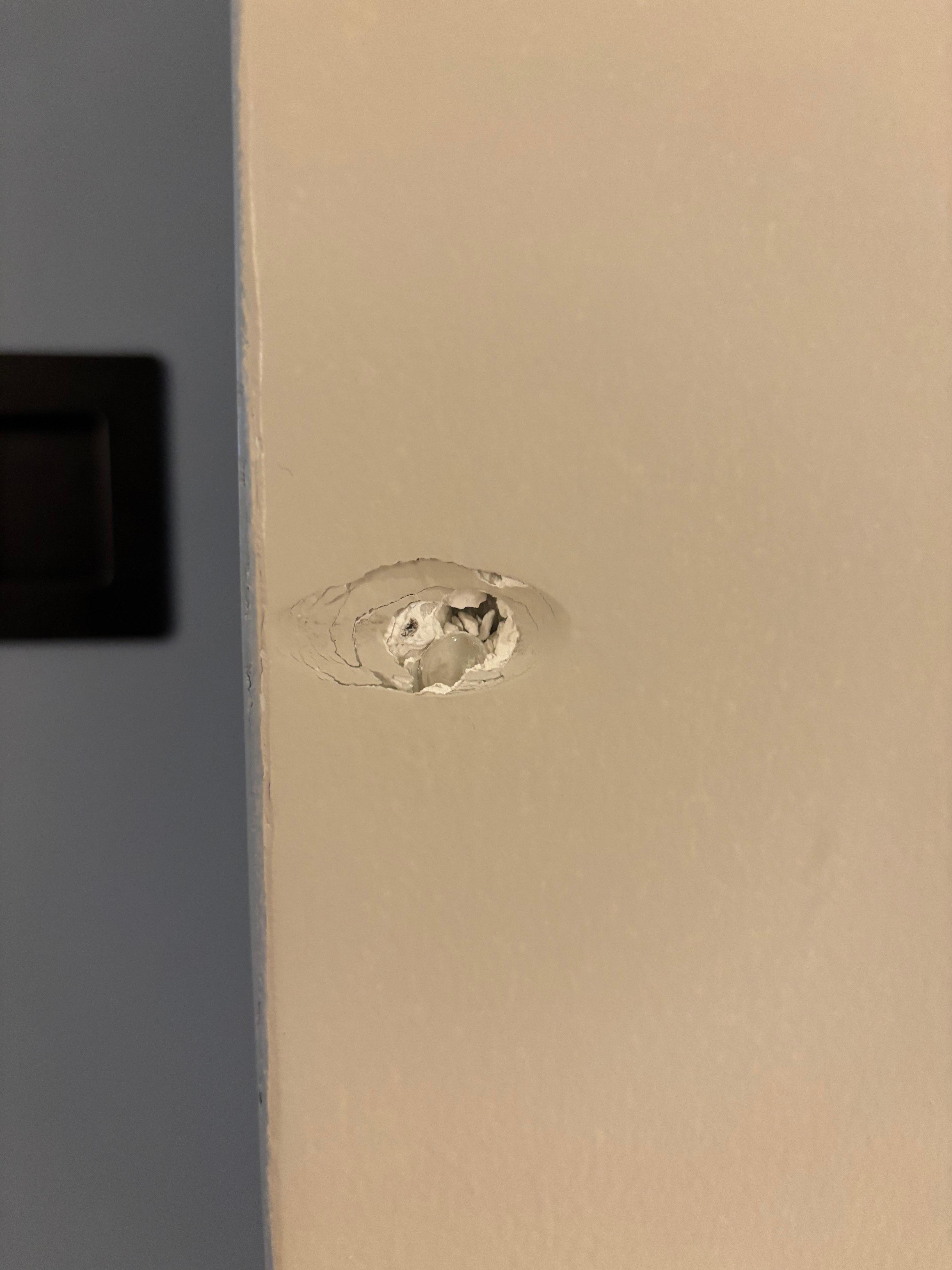 This hole on my bathroom wall. 