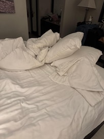 The "new" bed linen: no pillow cases, no quilt cover, no mattress protector.