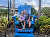 Next to the beautiful pool was a huge chair to take pictures on.
