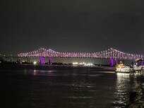 River and bridge at night
