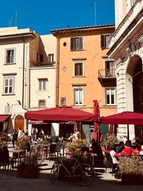 The small Square outside of the hotel.