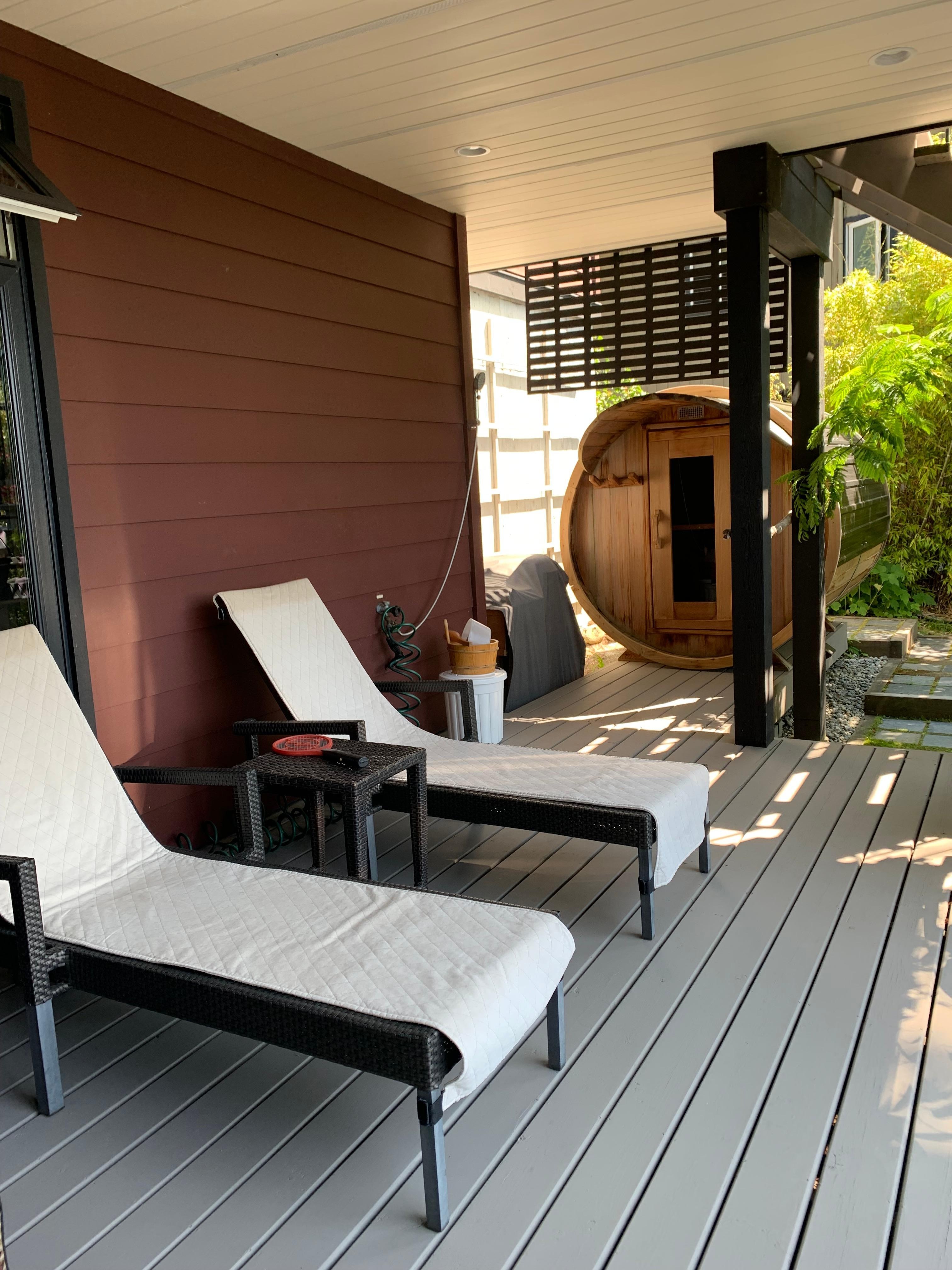 Sauna and lounge chairs