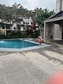 There was a hottub for soothing sore muscles.