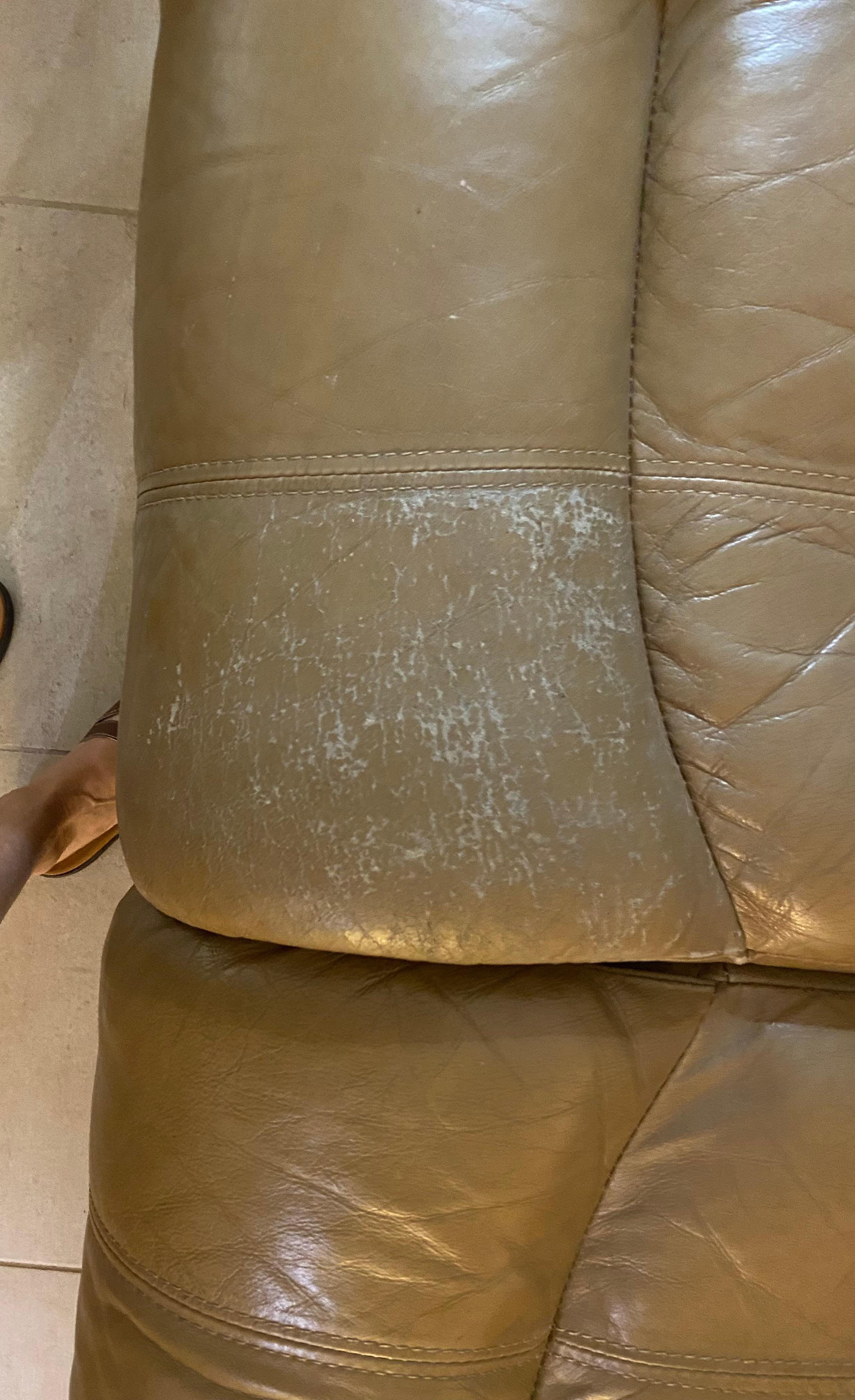 Leather sofas very well worn.