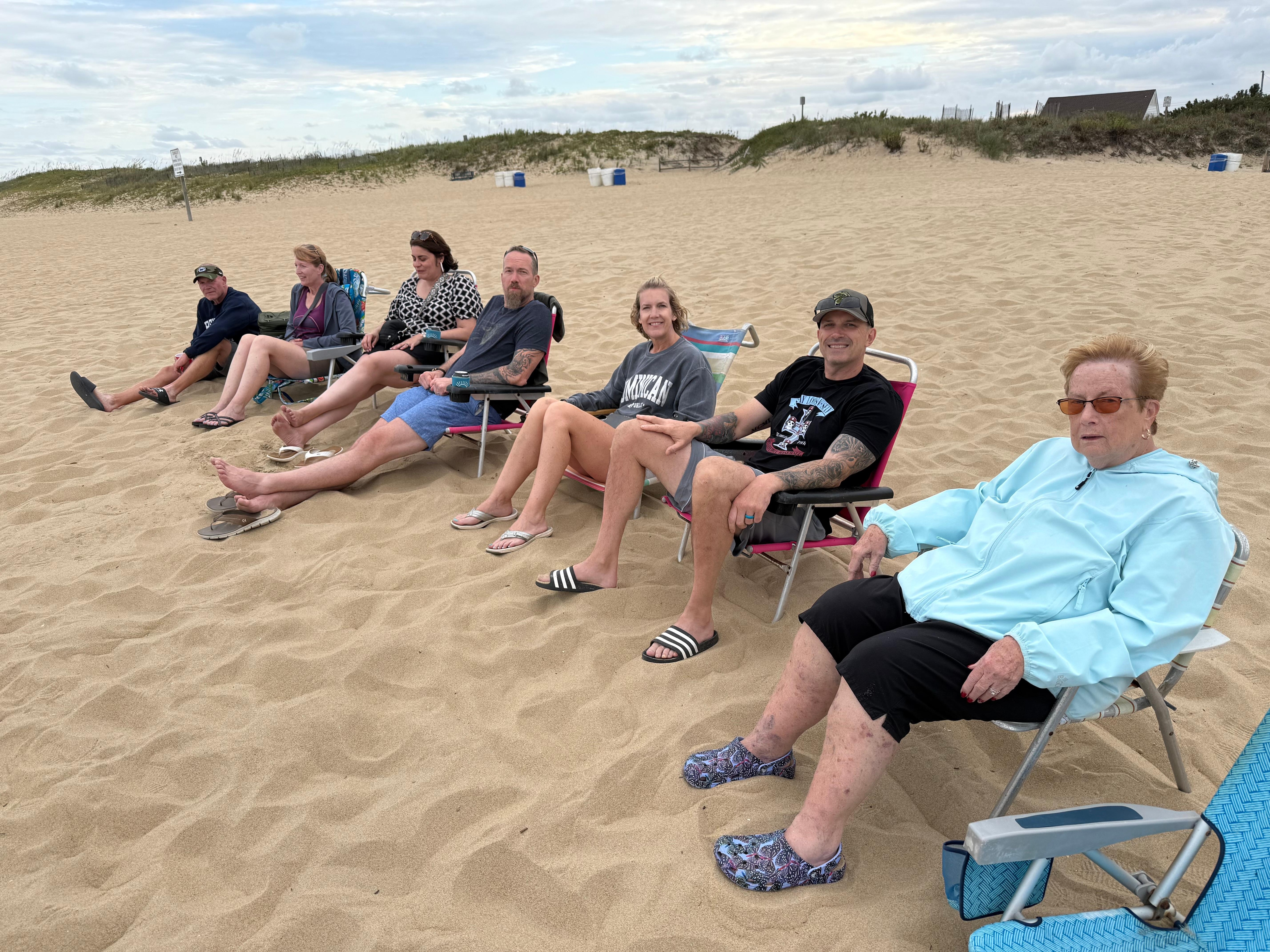 Some of the adults enjoying Sandbridge beach