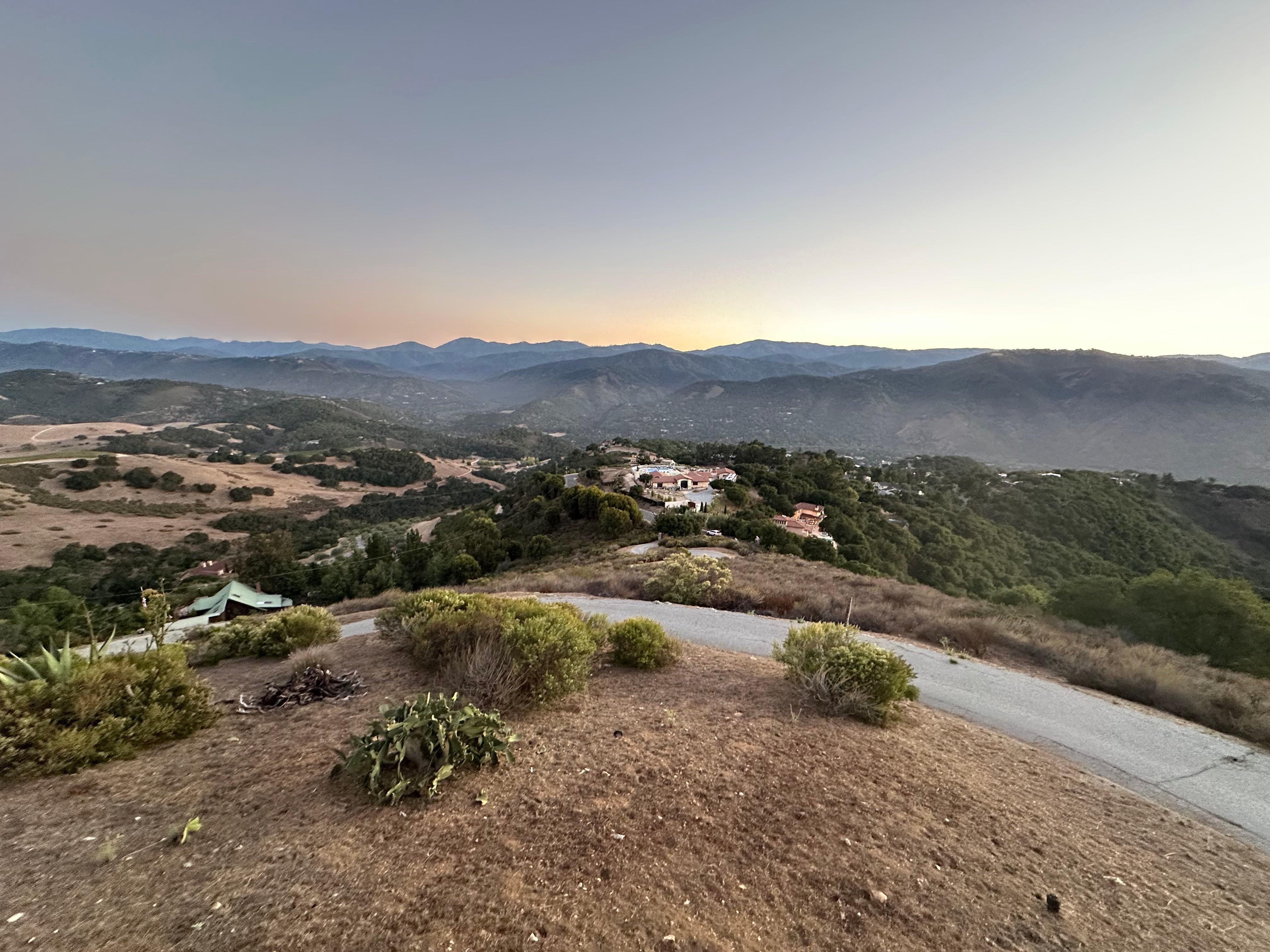View straight out from the deck (winding driveway below)