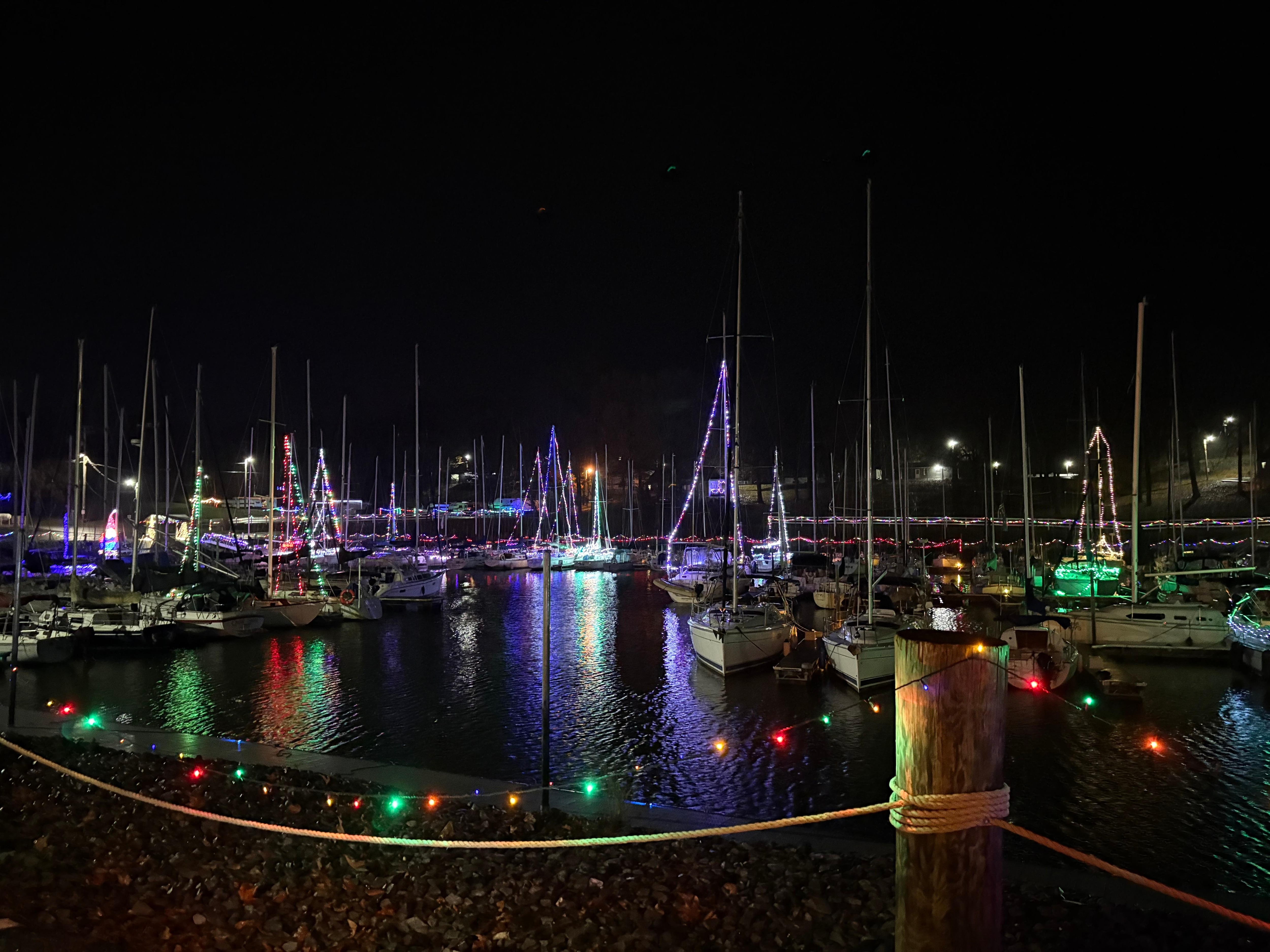 Christmas lights across from Patti’s Settlement 