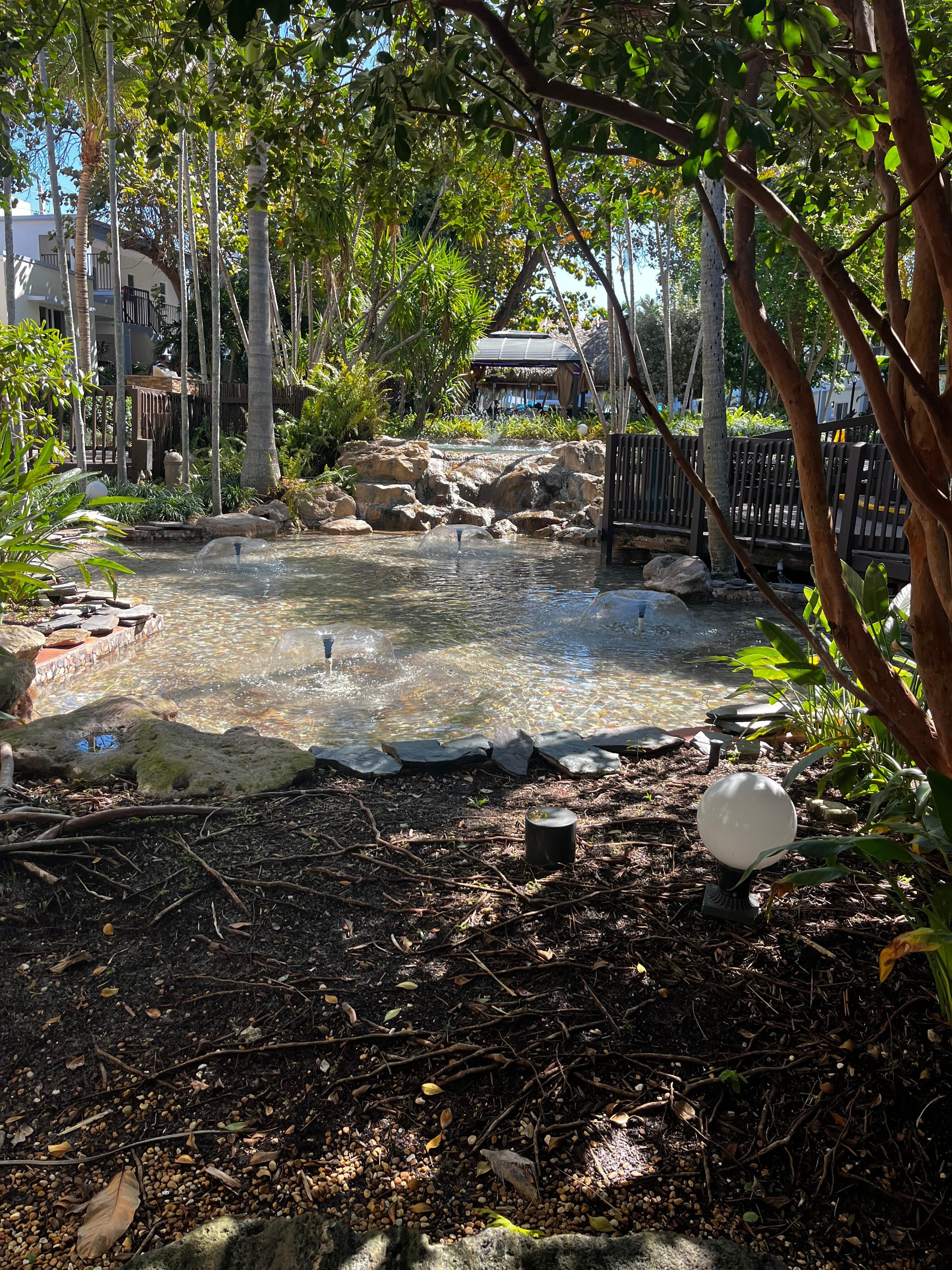 Gardens between two pools