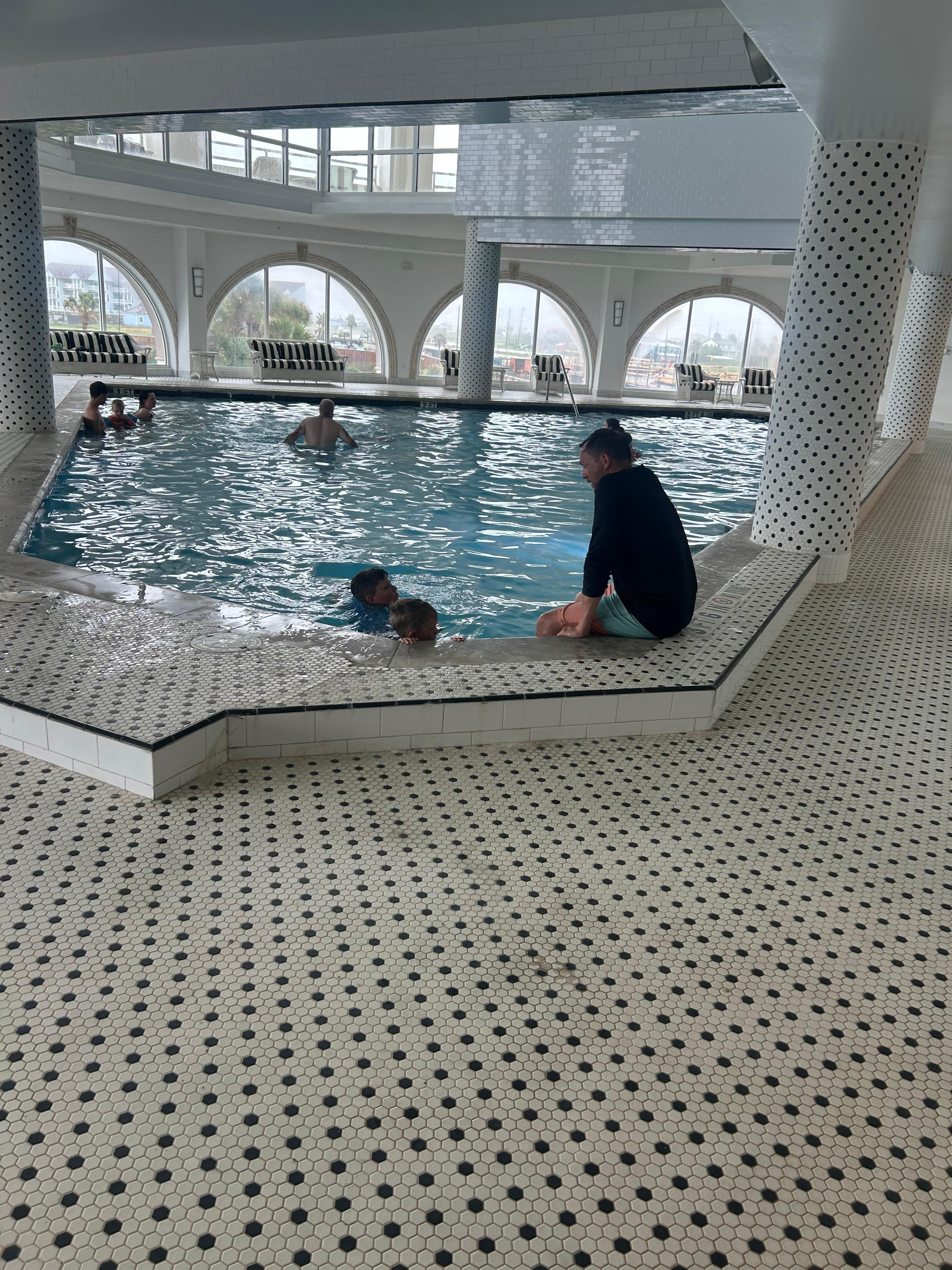 Indoor pool on a rainy day