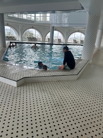 Indoor pool on a rainy day