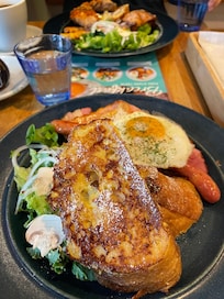 Breakfast at the restaurant of the hotel.