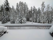 looking out over the front desk after the storm