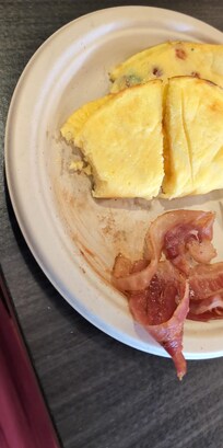 Finally got some eggs and bacon after waiting for empty buffet to get refilled