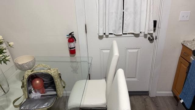 Only exit door blocked by table