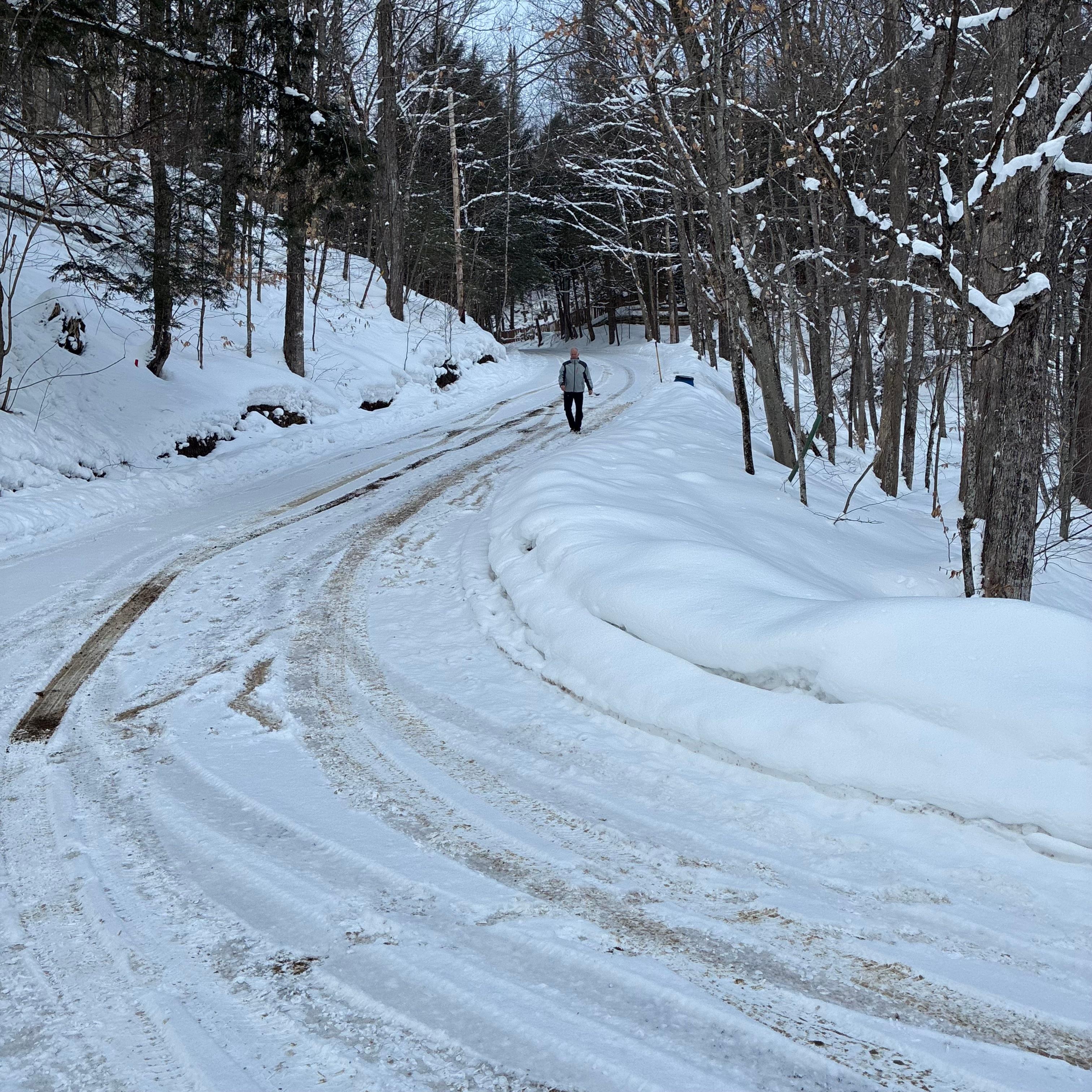 Tow truck was stuck and had to call another tow truck to get up the hill. 