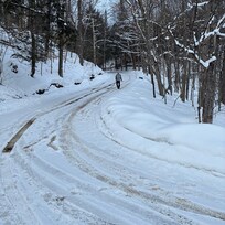 Tow truck was stuck and had to call another tow truck to get up the hill.
