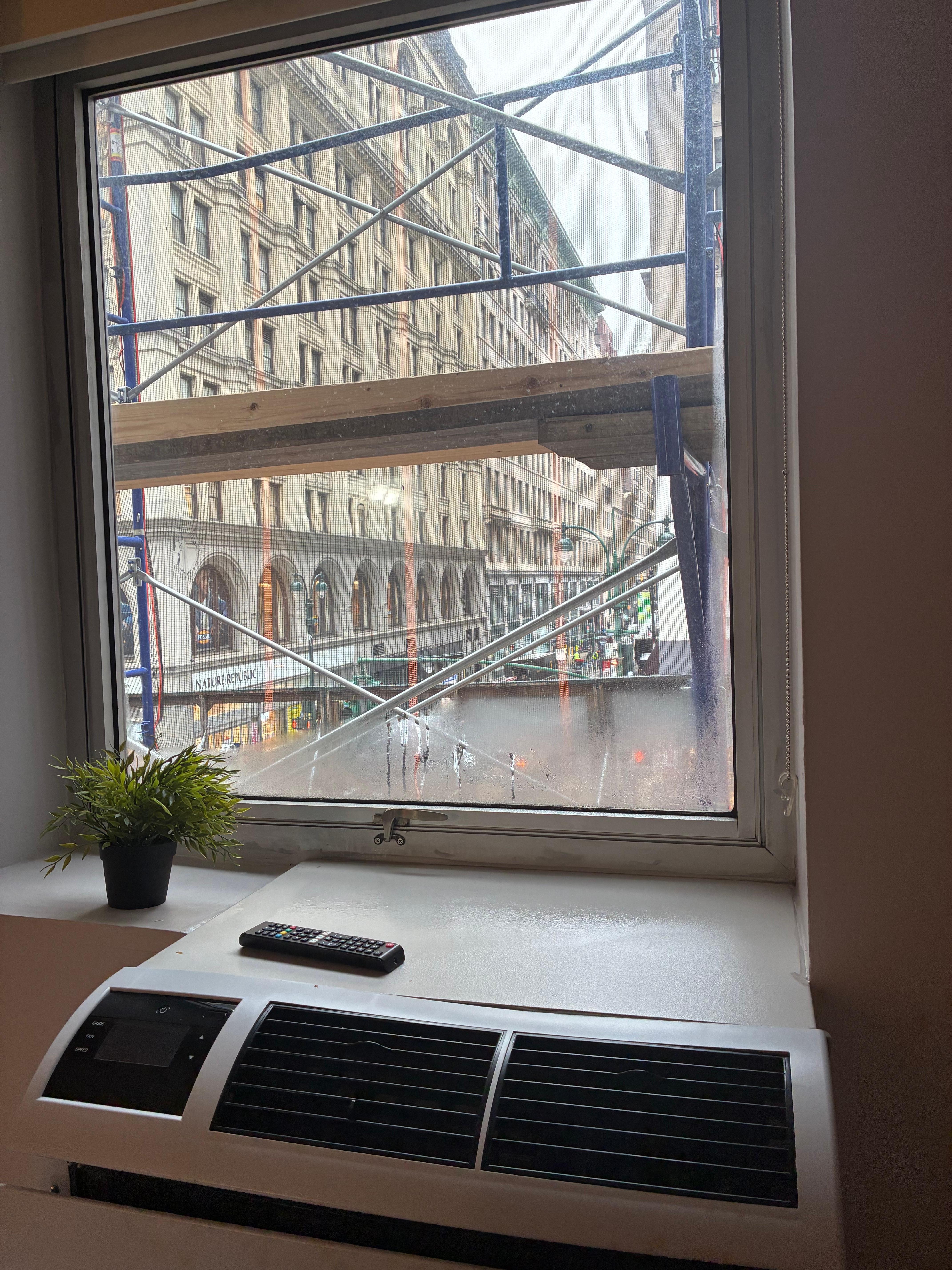 Scaffolding outside window