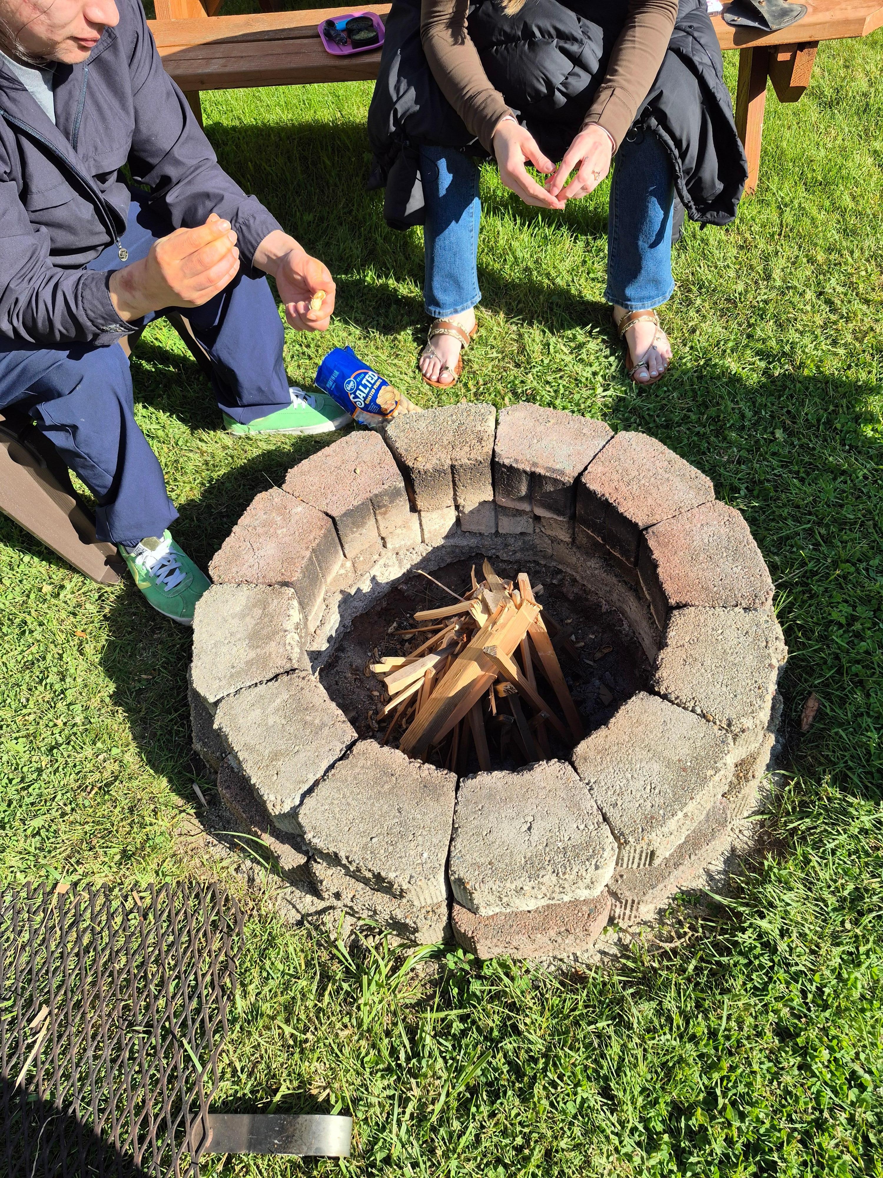 Fire pit in side yard