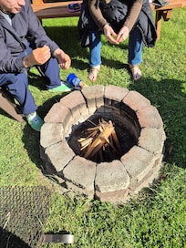 Fire pit in side yard