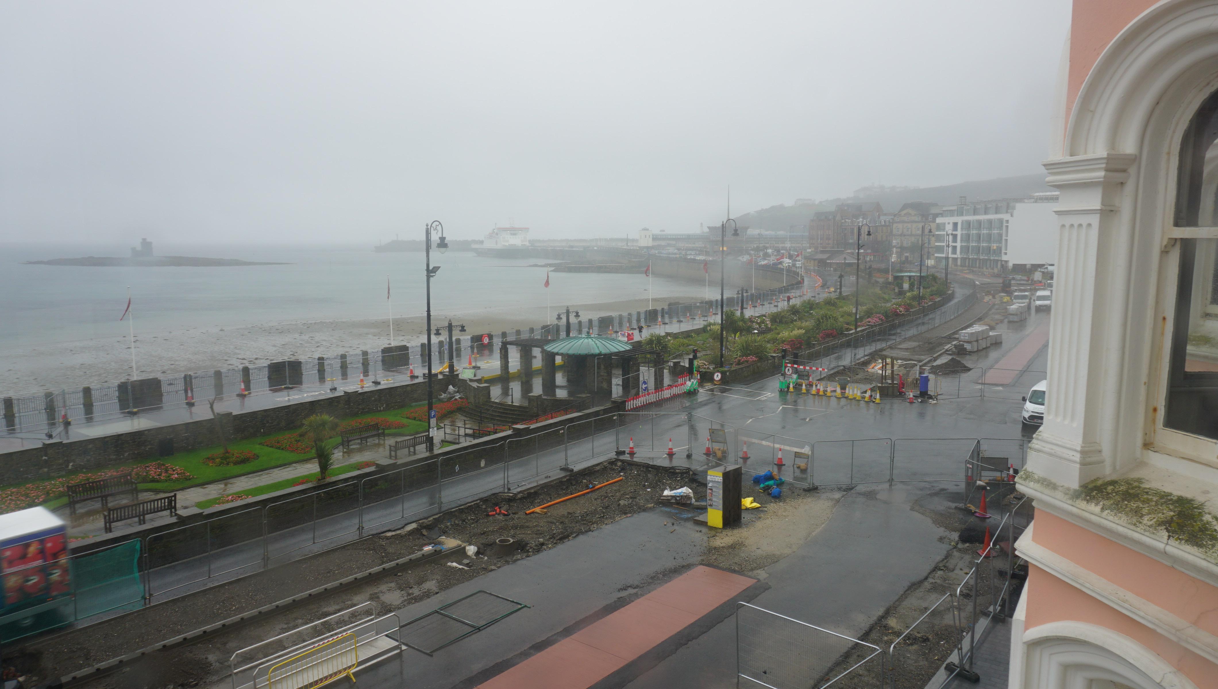 the sea front and roadworks